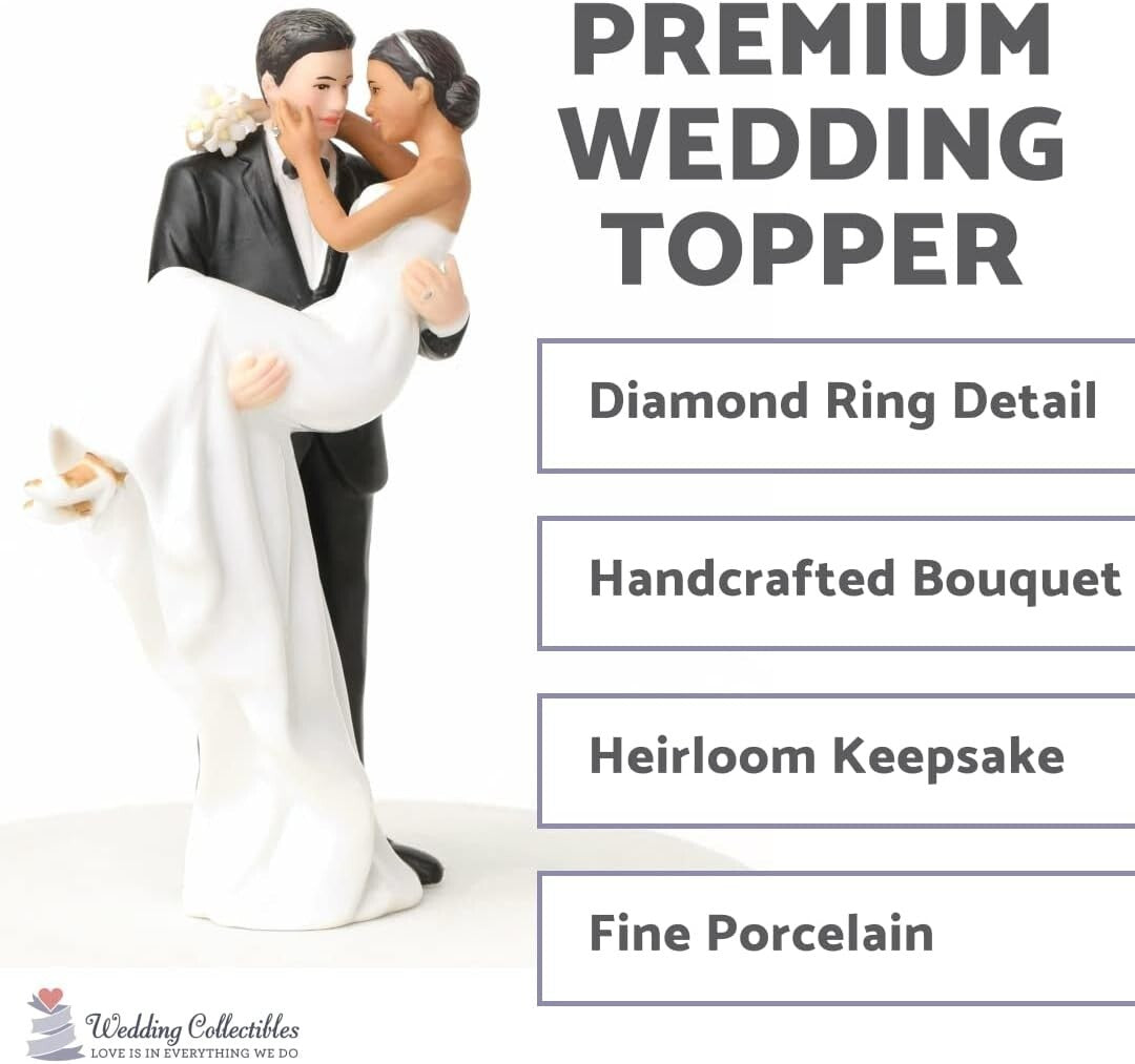 Celebratory Interracial Wedding Cake Topper – Perfect for All Love Stories