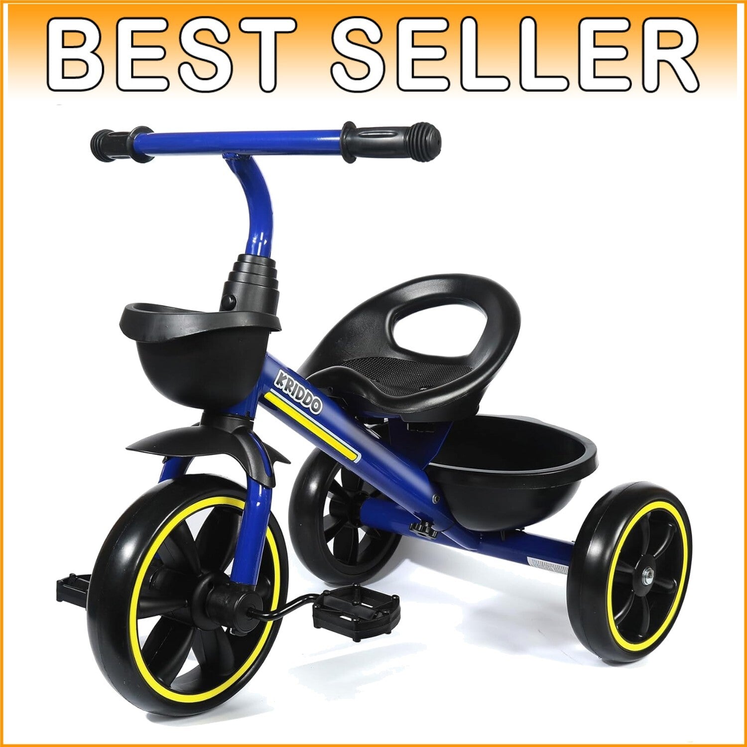 Blue Kids Trike for 2-4 Year Olds - Ergonomic Design & Roll-Over Prevention