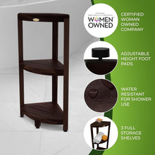 Load image into Gallery viewer, Durable Teak Shower Caddy with Adjustable Feet - Perfect for Corner Spaces