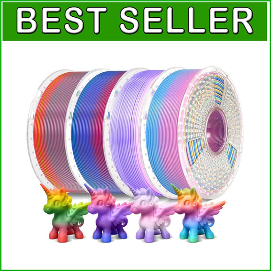 Easy-to-Use Rainbow PLA Filament 4 Pack - Gradient Colors 1.75mm, Vacuum Packed