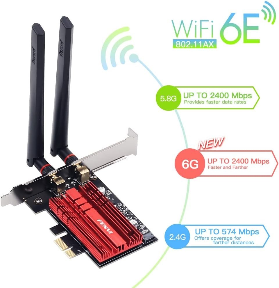 Advanced WiFi 6E AX210 Network Card - Tri-Band 5400Mbps & Powerful Bluetooth 5.3