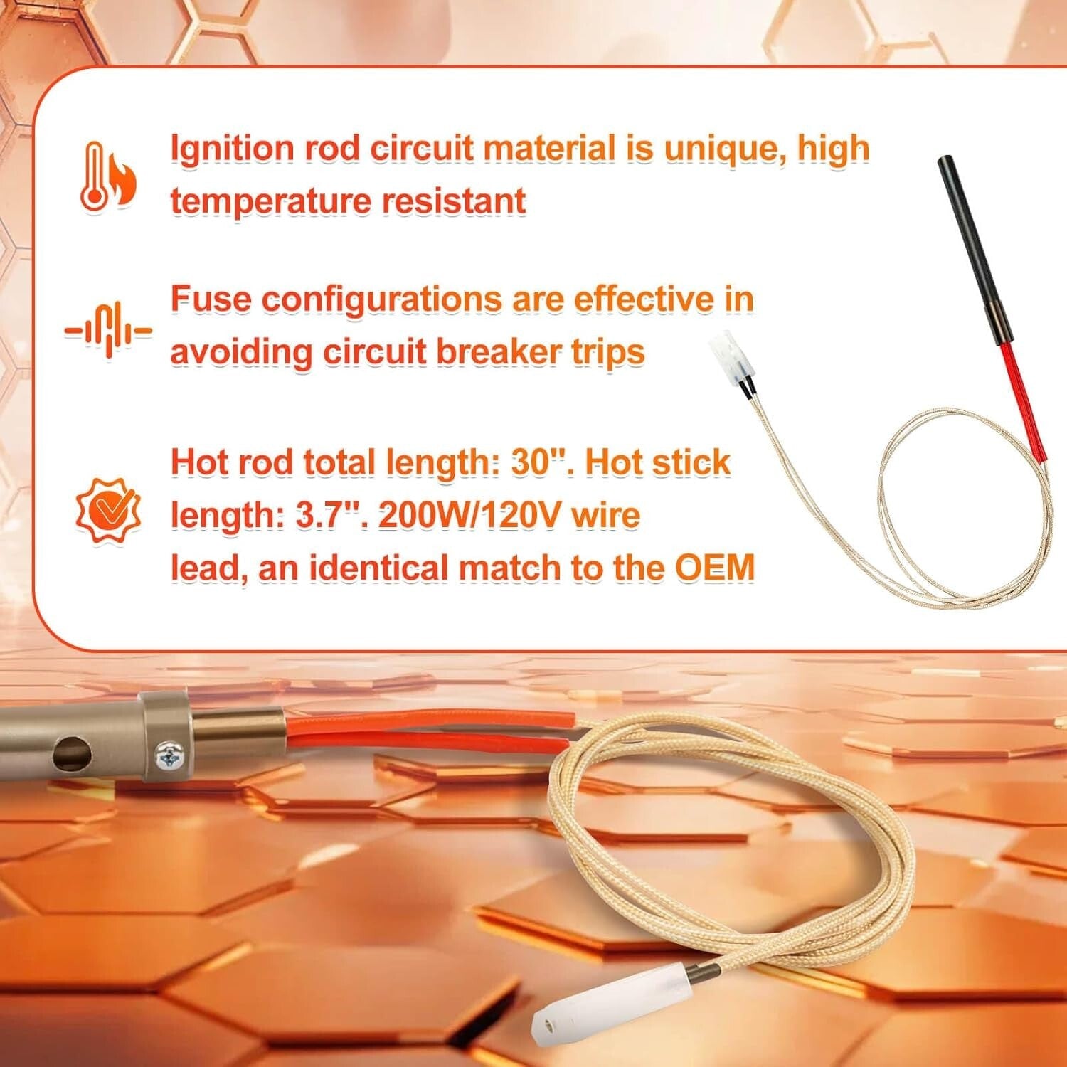 Efficient Pellet Grill Parts Set: Hot Rod, Burn Pot & More for Easy Replacement