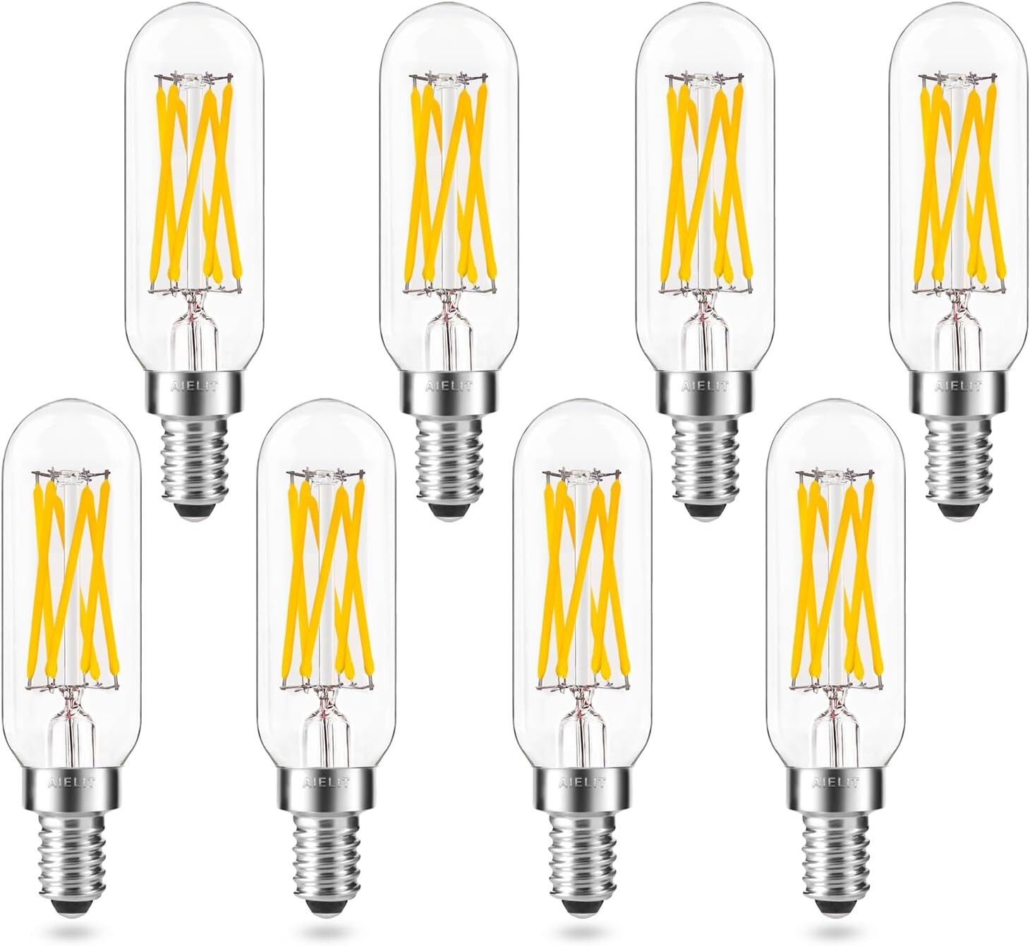 Smooth Dimming Antique Glass T8 LED Bulbs, 3000K Soft White, 8-Pack E12 Base