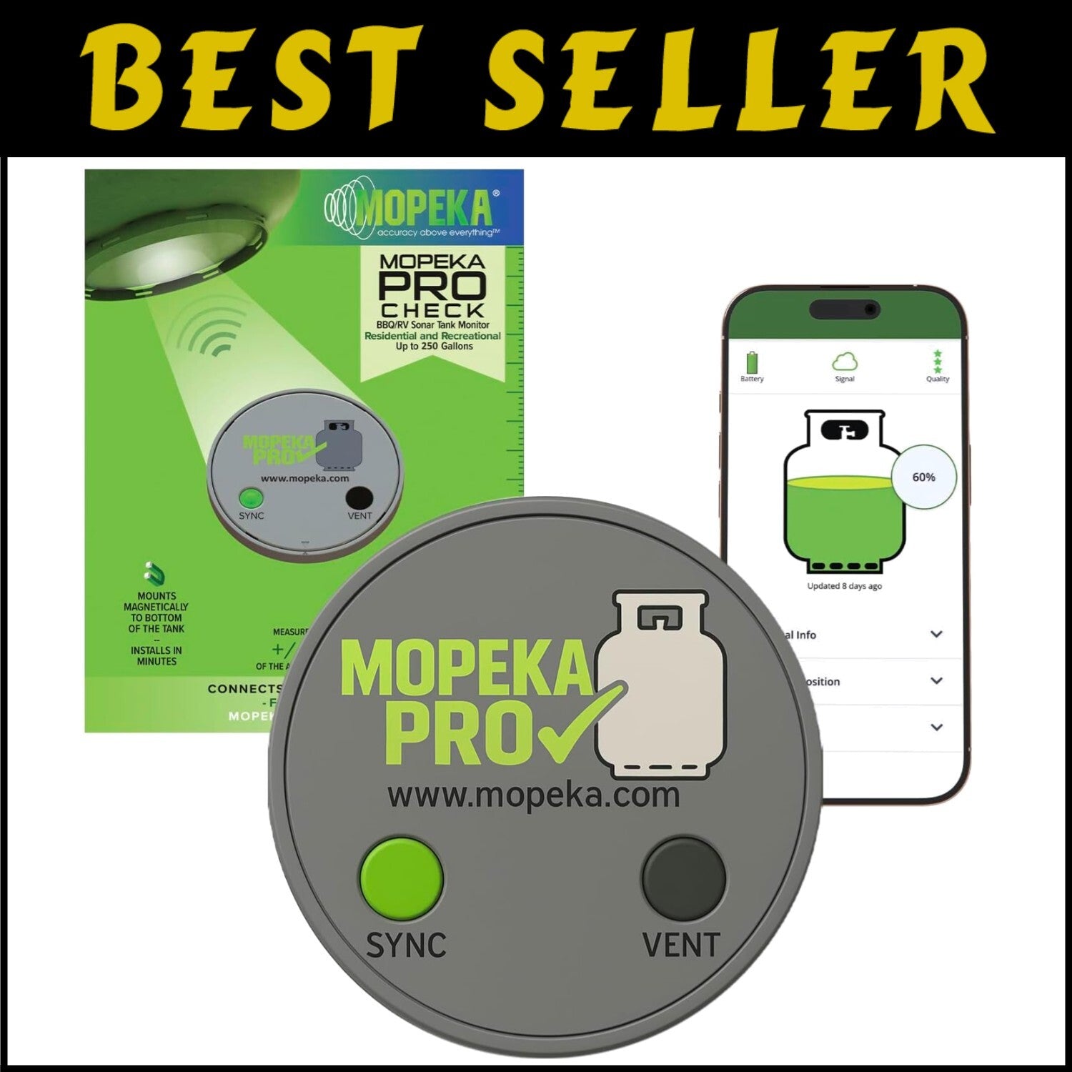 Advanced Ultrasonic Propane Tank Indicator with App - Precise and Convenient