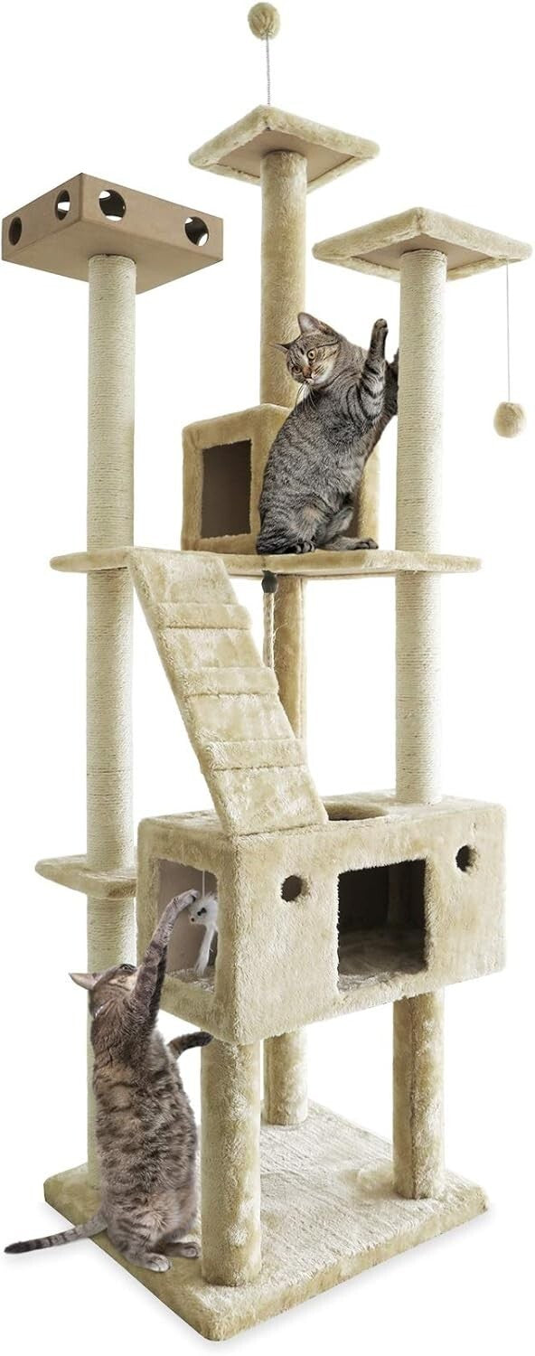 Tall Cat Playground Tower - 69.3" with Double Deck Condos & Scratching Posts