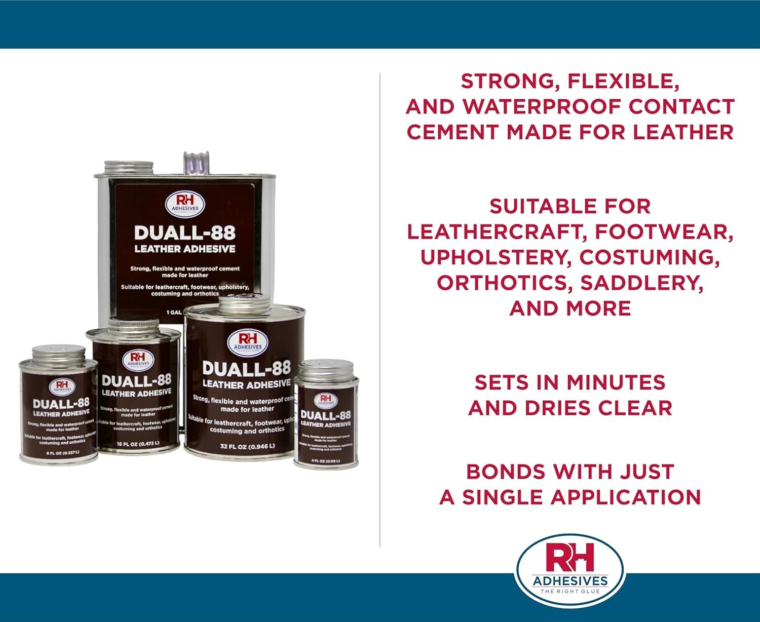 1 Gallon Duall-88 Leather Adhesive - All-Purpose Neoprene for Crafting & Repairs