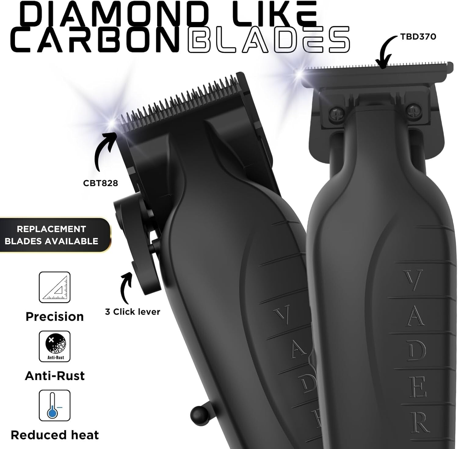 Cordless Clipping & Trimming Kit with Long-lasting DLC Blades - Black Elegance