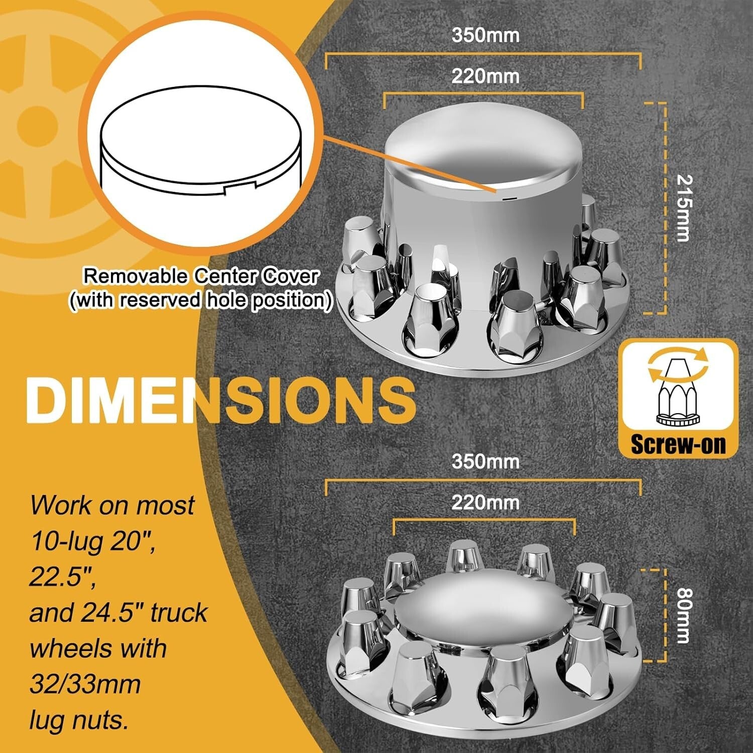 Universal Fit Chrome Dome Axle Covers for Semi Trucks - Premium ABS Design