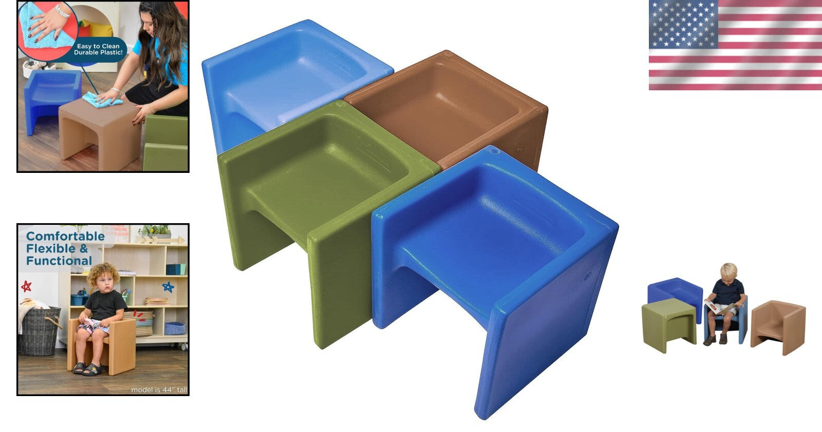 3-in-1 Cube Chairs Set for Kids - Fun, Durable & Ergonomic Classroom Seating