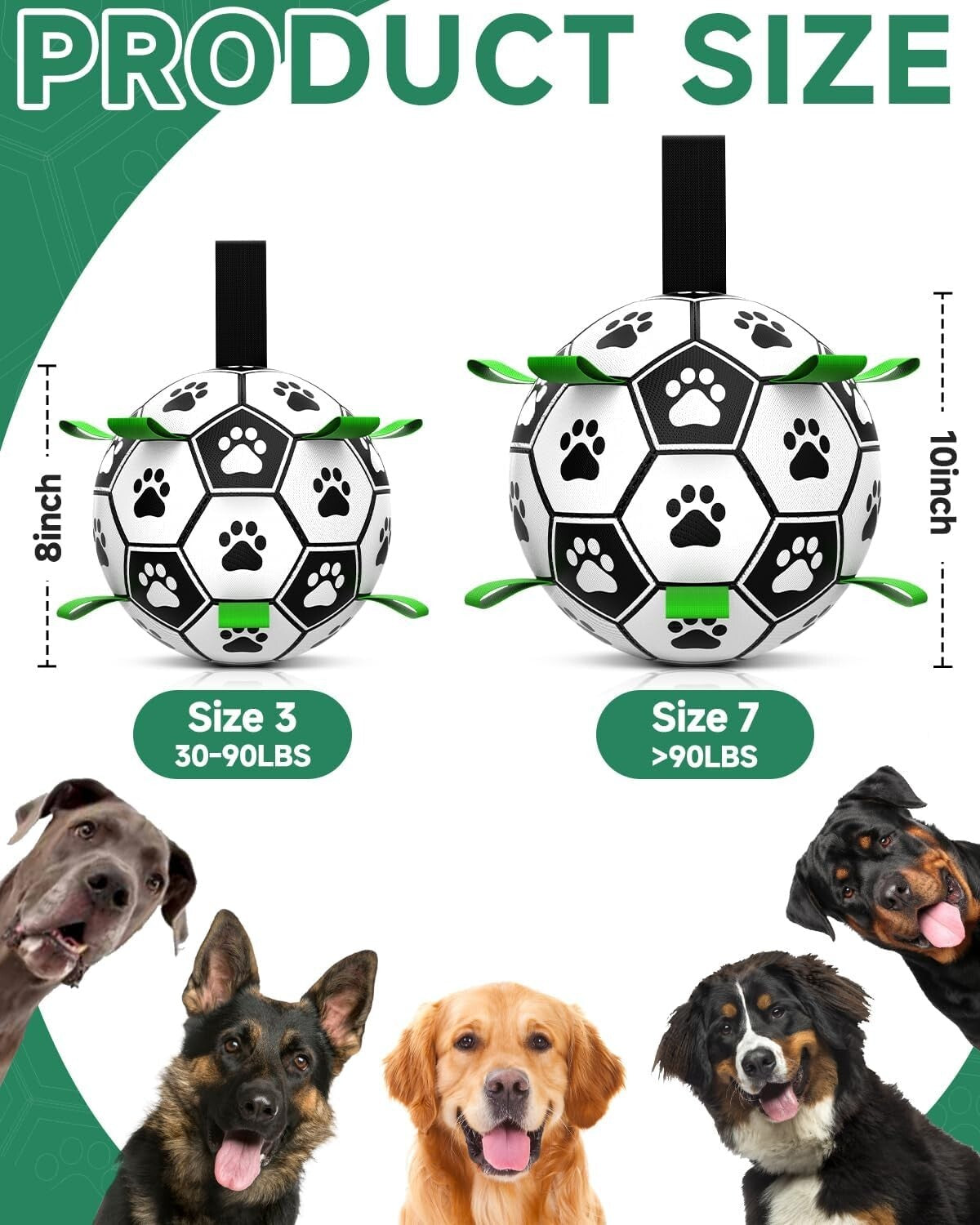 Giant Dog Soccer Ball with Nylon Straps - 10 Inch, Perfect for Active Breeds