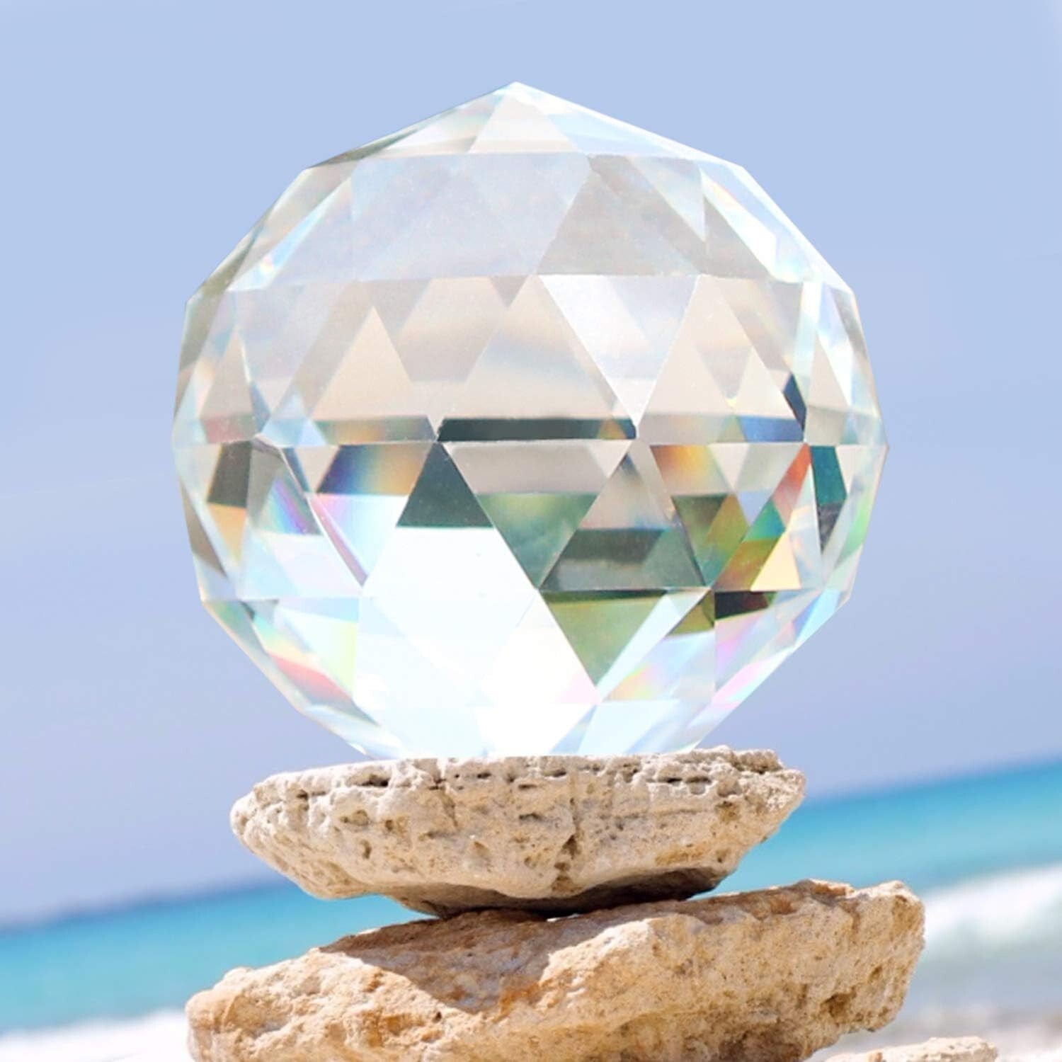 Elegant Faceted Glass Crystal Ball Prism for Decorative Rainbows & Feng Shui