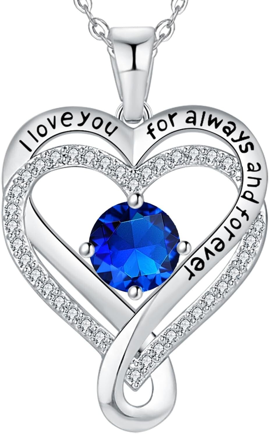 18K Gold-Plated Infinity Heart Birthstone Necklace - I Love You Forever Gift
