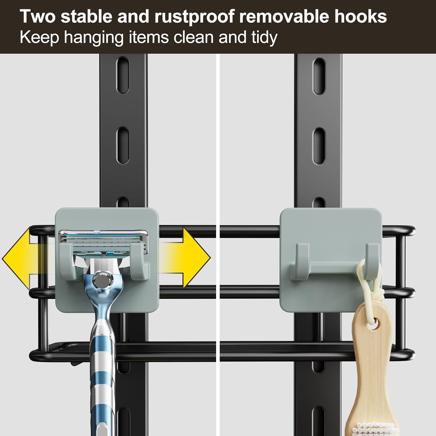 3-Tier Rust-Resistant Shower Caddy with Adjustable Shelves – Black Hanging Rack