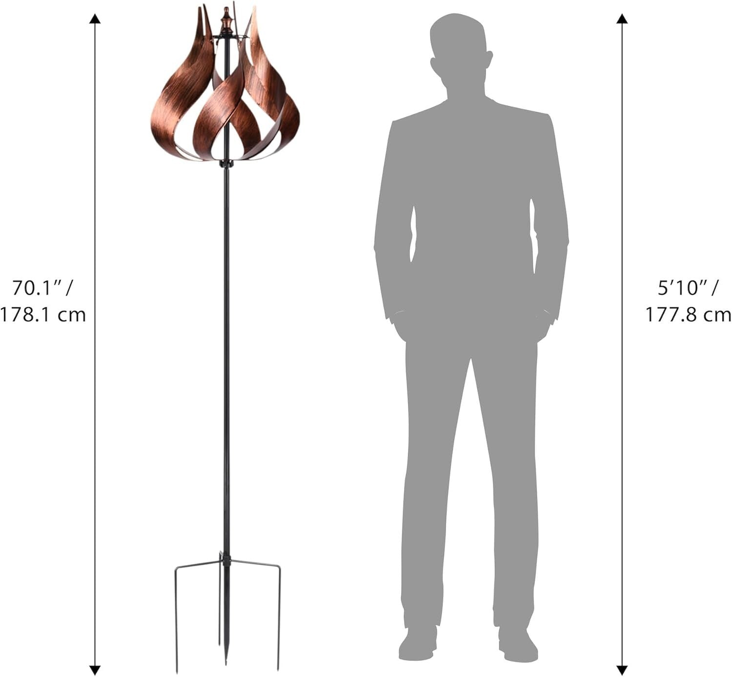 Kinetic Tulip Windmill Spinner - 70" Copper Garden Décor for Patios and Yards