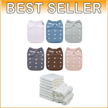 Load image into Gallery viewer, Washable Baby Diapers with 12 Inserts - 6 Pack in Trendy Colors - Unisex Design