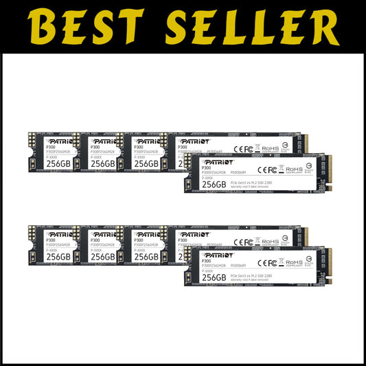10 Pack Patriot P300 256GB NVMe SSD - Fast Reads/Writes for Desktops and Laptops
