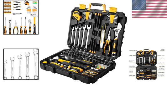 Durable 158-Piece Hand Tool Kit with Toolbox - Ideal for Home and Auto Repair