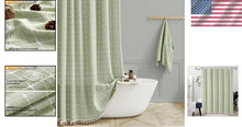 Load image into Gallery viewer, Heavy Duty 72x84-Inch Shower Curtain Set with Boho Tassels and Hooks Included