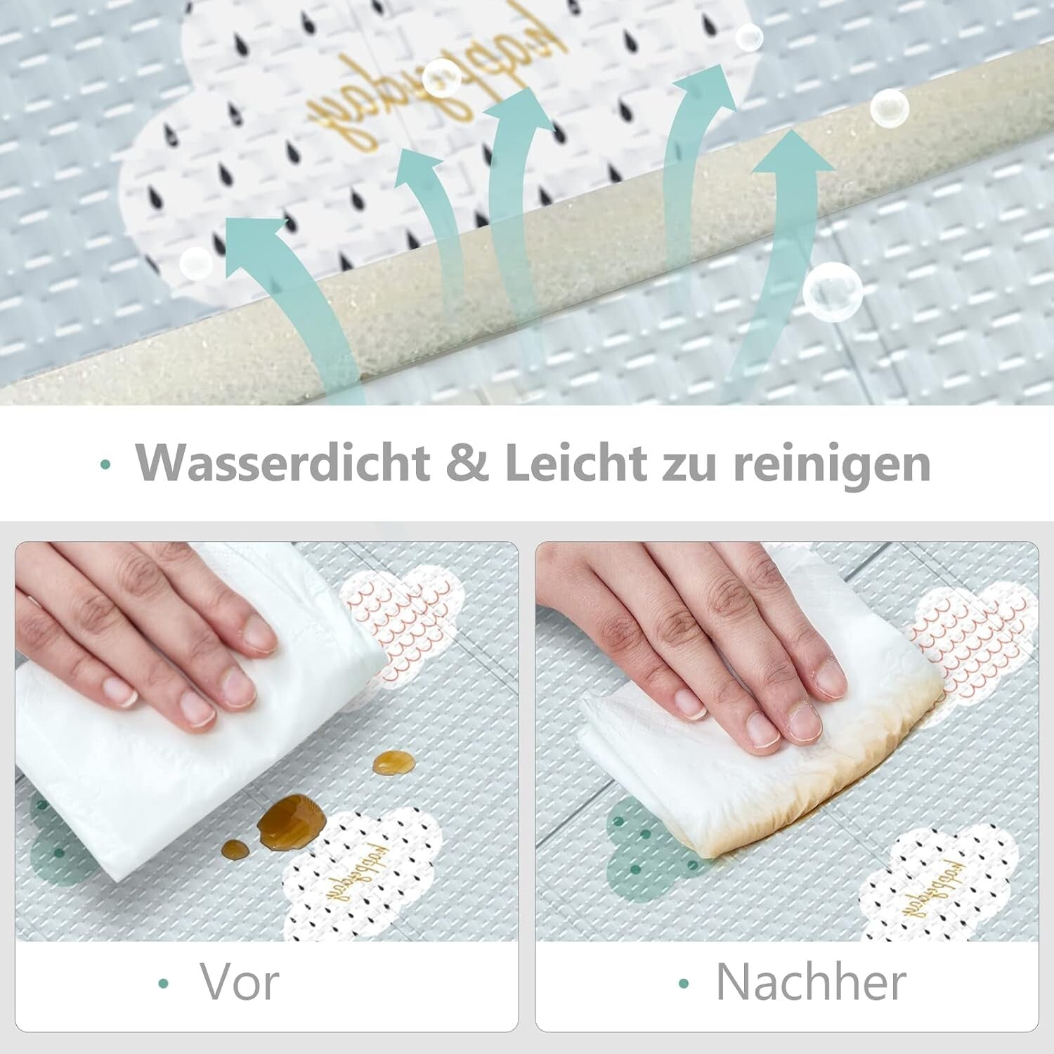 Cute Motif Waterproof Play Mat - Extra Large Foam Mat for Babies & Tummy Time