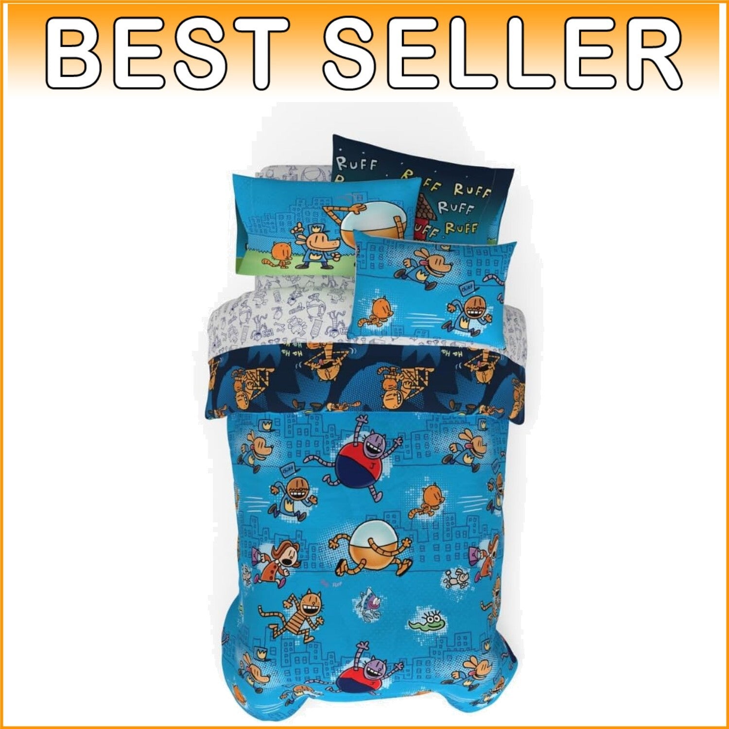 Officially Licensed Dog Man Bedding Set - 5 Piece Twin Size Microfiber Comfort