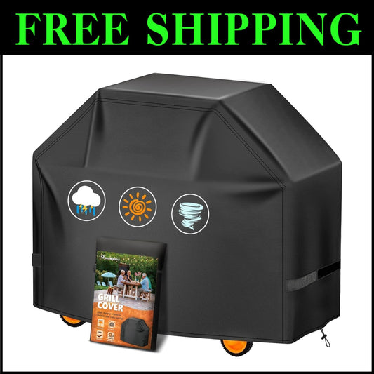 600D Waterproof Grill Cover with Portable Storage Bag - Secure & Easy to Clean