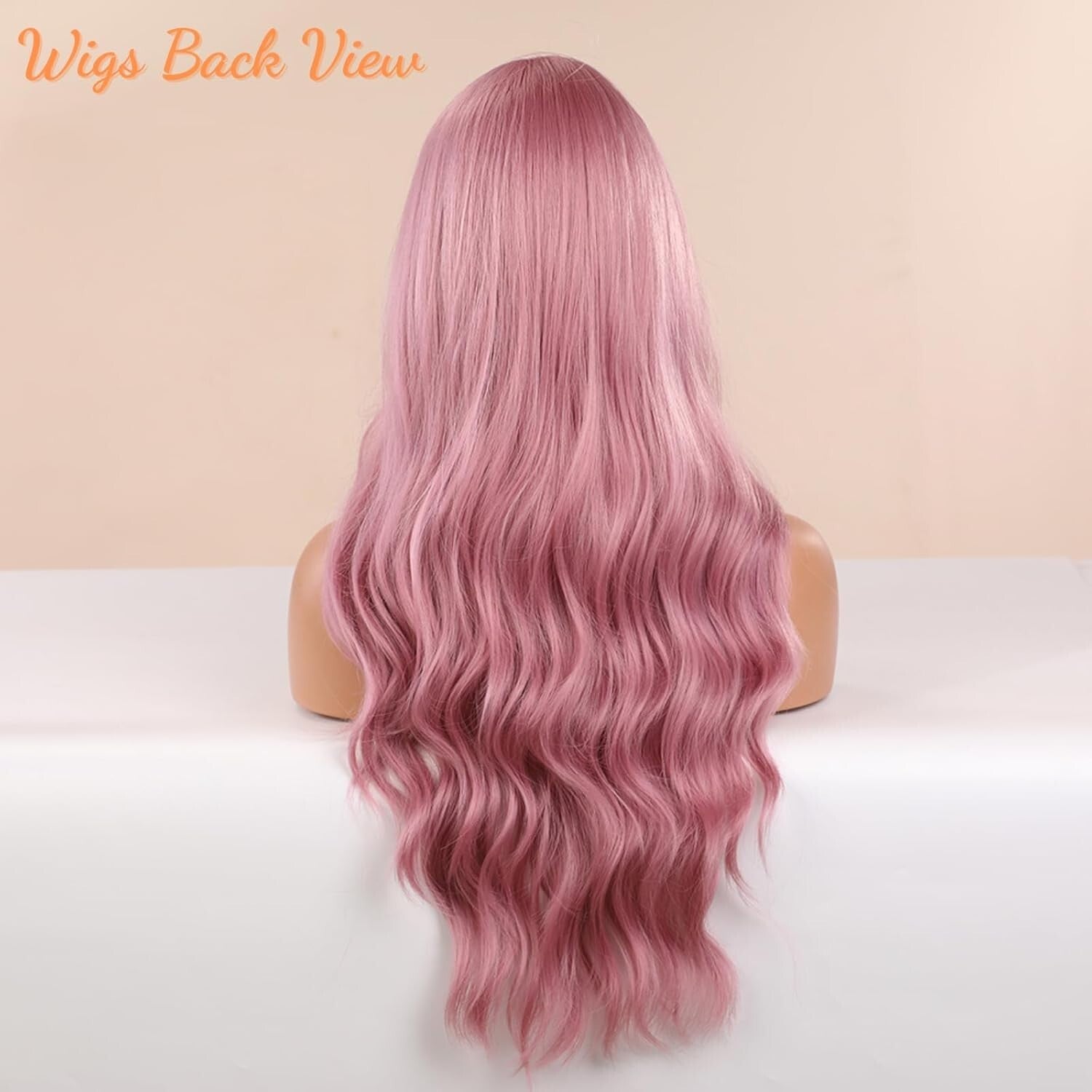 Breathable Baby Pink Wig with Natural Bangs – Heat Resistant for Daily Wear