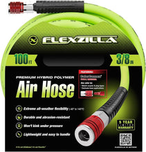 Load image into Gallery viewer, ZillaGreen 3/8 in. Air Hose - Flexible Hybrid with ColorConnex Coupler, 100 ft.