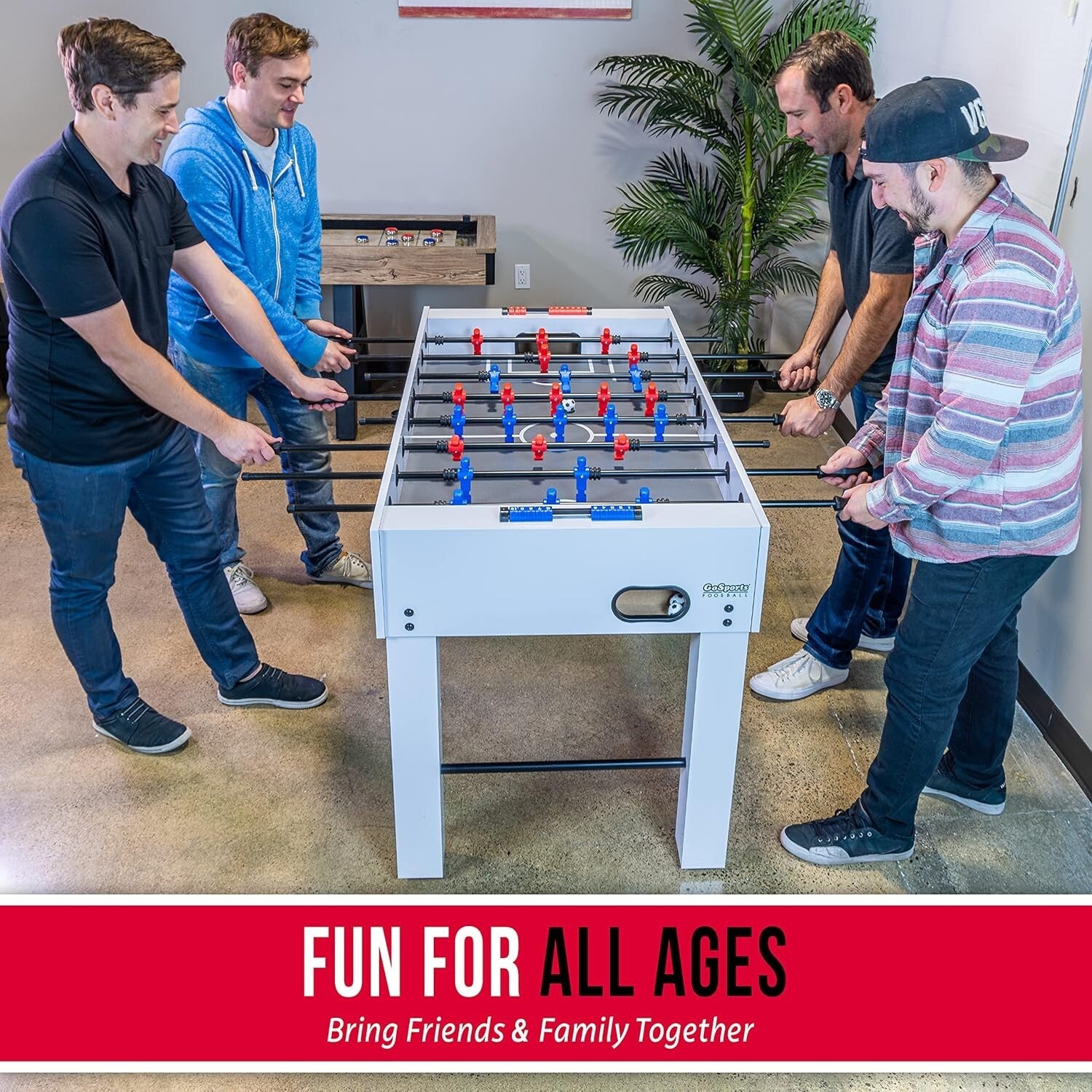 Durable Foosball Table - 54 Inch Full Size with Gloss Finish & 4 Balls Included