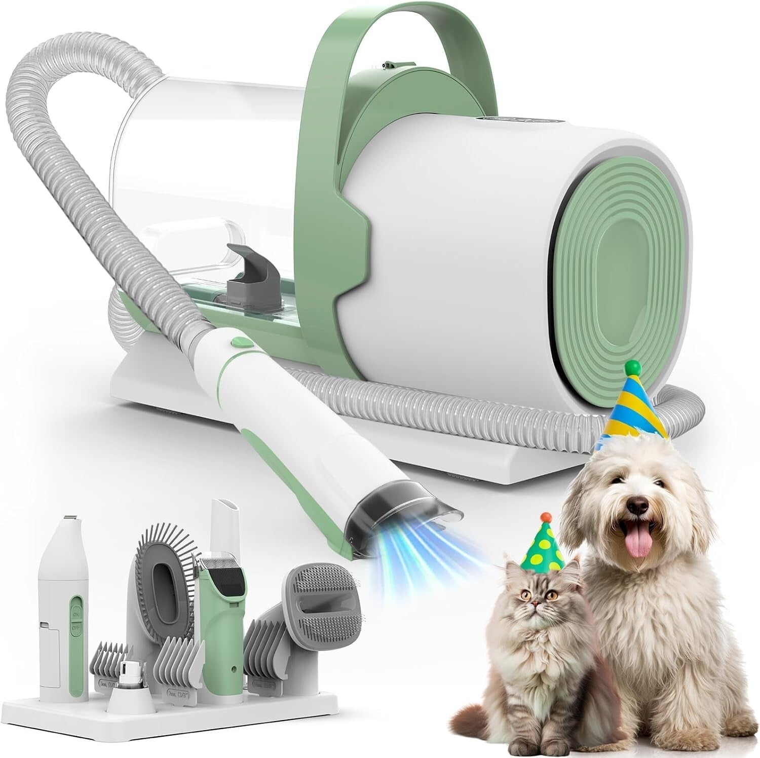 11000Pa Dog Grooming Vacuum with 7 Tools - Ergonomic Design & Low Noise Grooming
