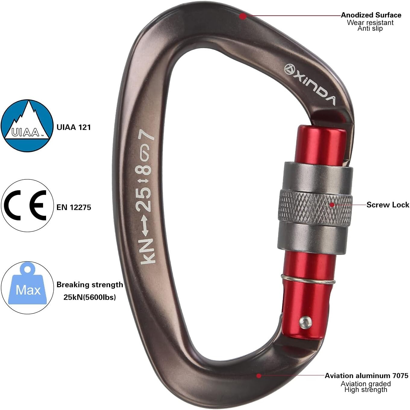 Durable 5-Pack Locking Carabiners - Safety Clips for Climbing & Hammocking