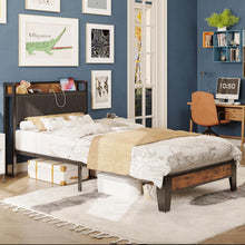 Load image into Gallery viewer, Twin XL Bed Frame with Storage Headboard &amp; Charging Station - Noise-Free Design