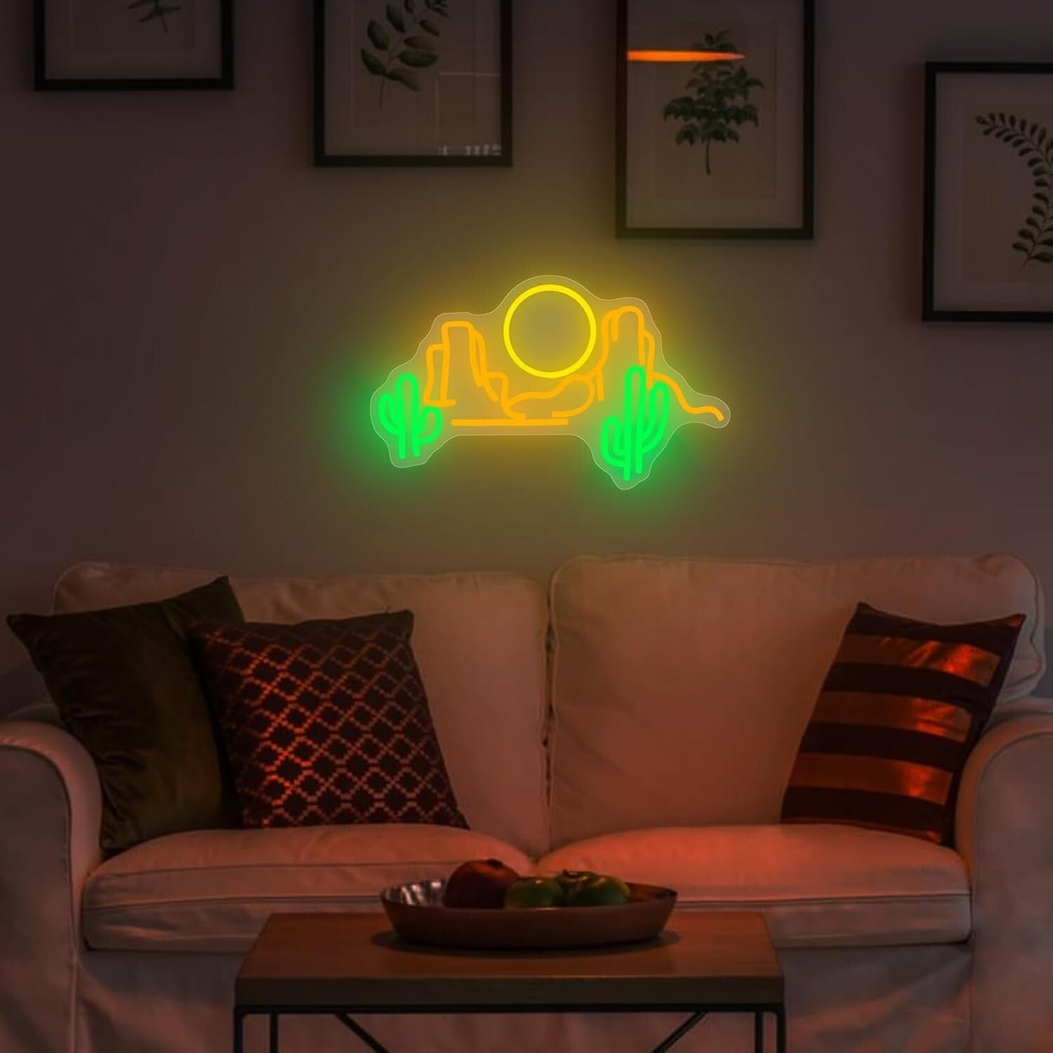 Dimmable Neon Cactus Mountain LED Sign for Unique Wall Decor | 9.92'' x 16.54''
