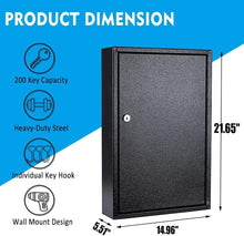 Load image into Gallery viewer, Secure Black Metal Key Holder Cabinet with 200 Tags &amp; Easy Wall Mount Features