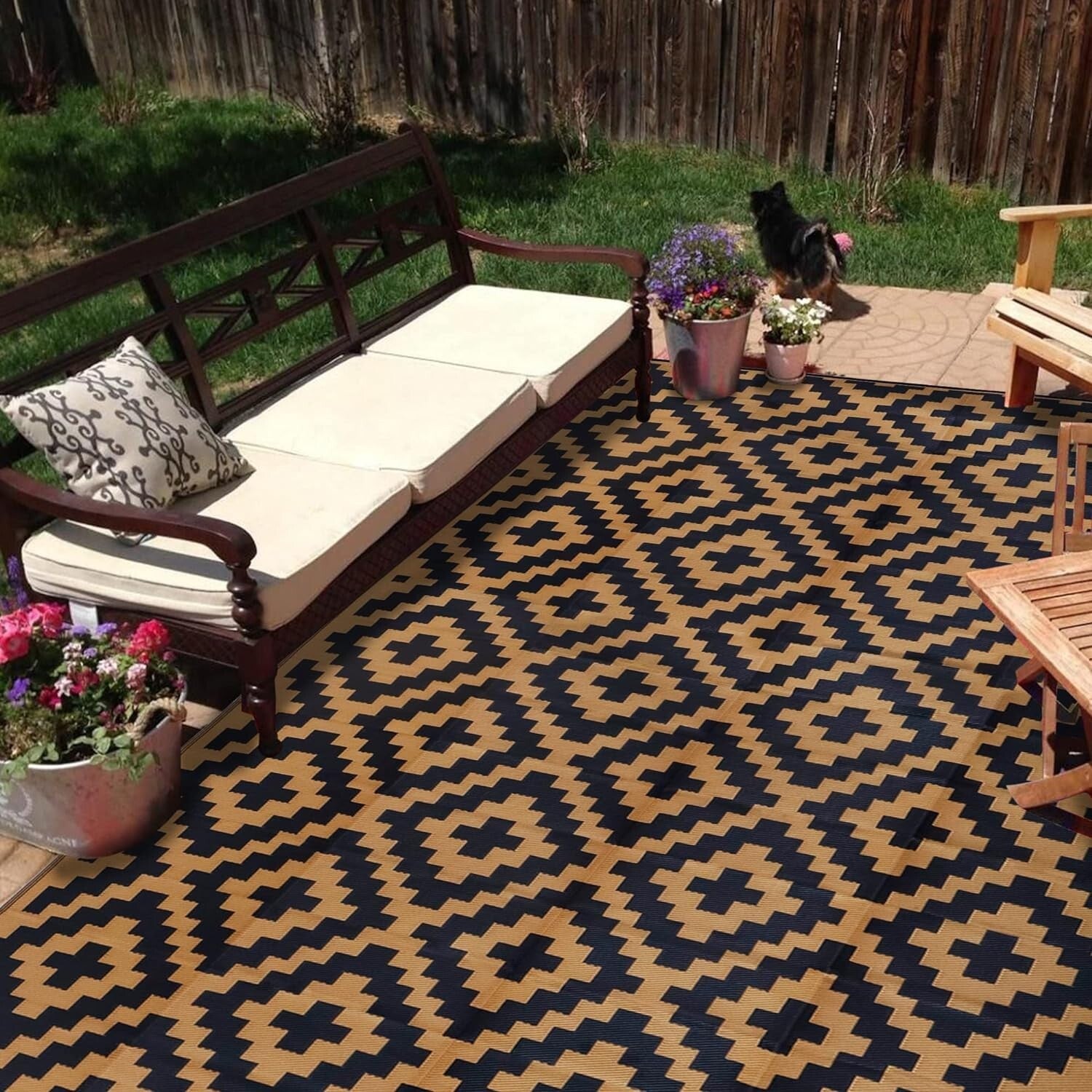 Versatile 9' x 18' Reversible Outdoor Rug - Ideal for Camping, Decks & More