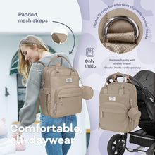 Load image into Gallery viewer, Stylish Waterproof Diaper Bag Backpack with Insulated Bottle Holders, Clay