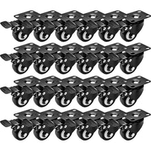 Load image into Gallery viewer, 24-Pack Heavy Duty Swivel Caster Wheels with Total Lock Brake - 1.5" Diameter