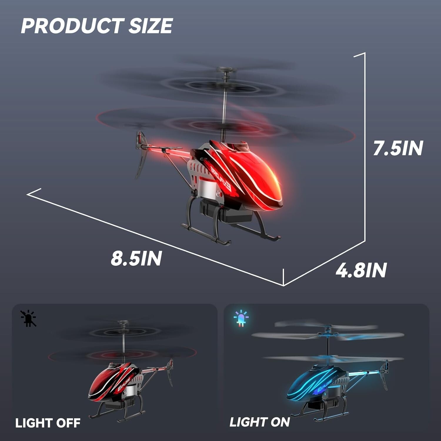 Durable RC Helicopter for Boys & Girls with 30 Mins Flight Time - LED Fun