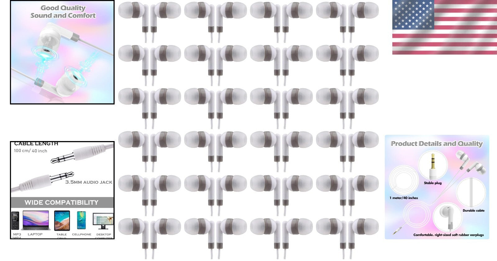 Affordable 100 Pack Earbuds with Rounded Tips - Perfect for Promotions & Gifting