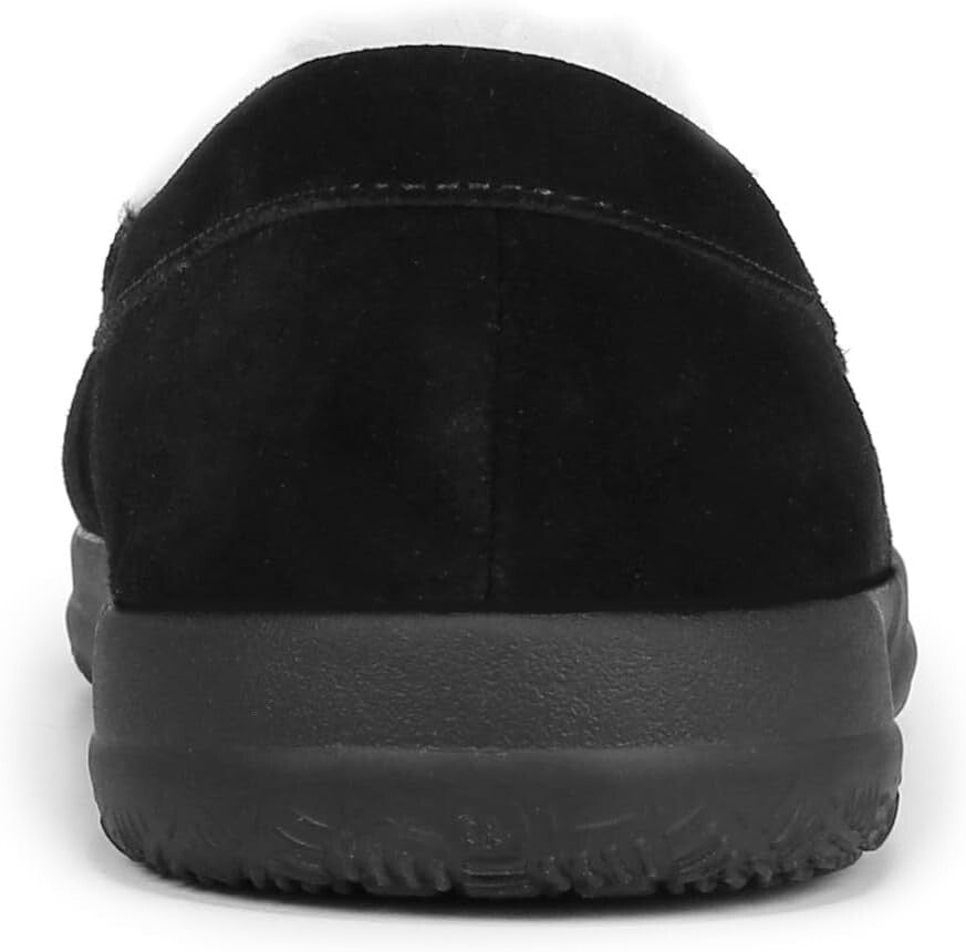 Durable Women's Black Suede Slip-On Slippers for Indoor and Outdoor Enjoyment