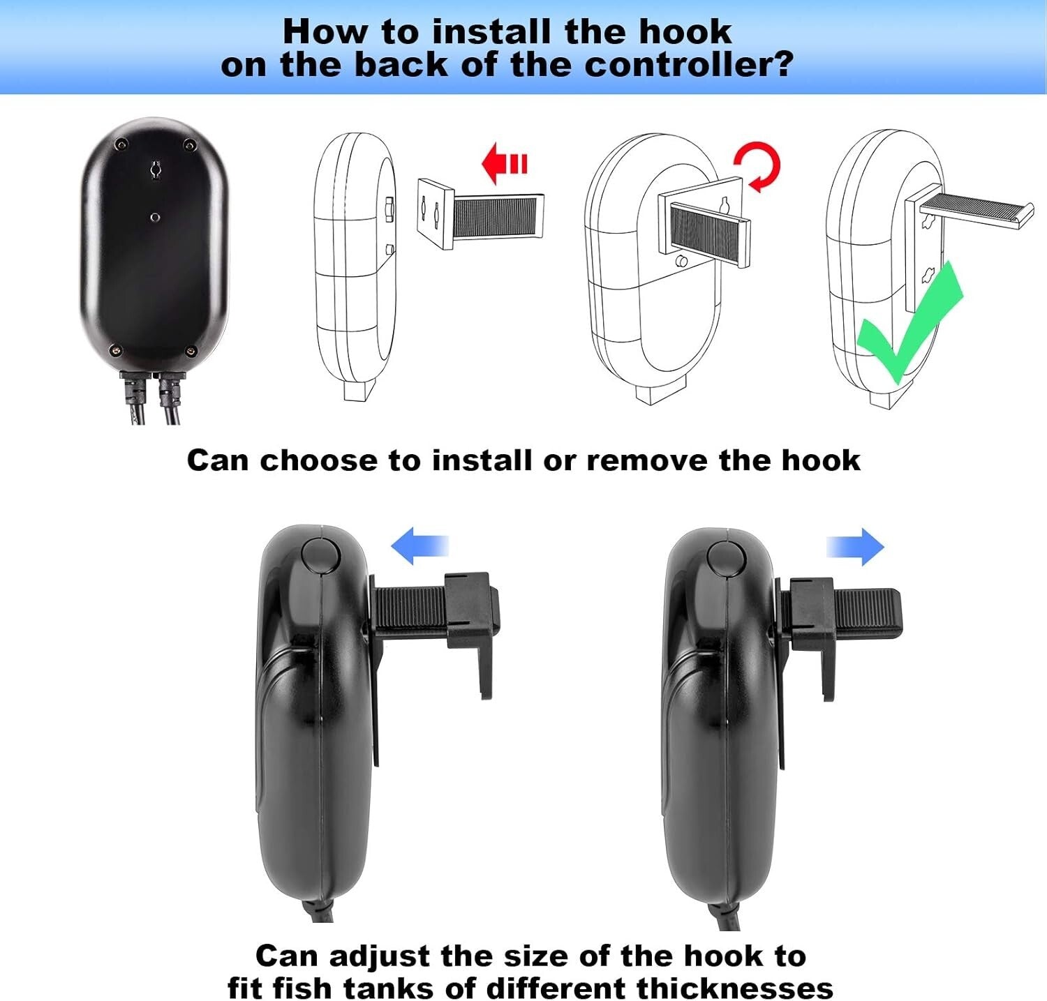 Versatile 200W Fish Tank Heater for Freshwater & Saltwater with Memory Function