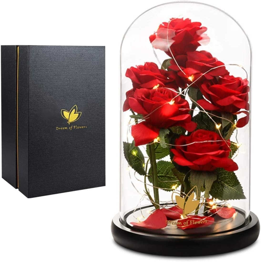 Sophisticated Silk Rose with LED Dome - Ideal Birthday and Valentine's Gifts