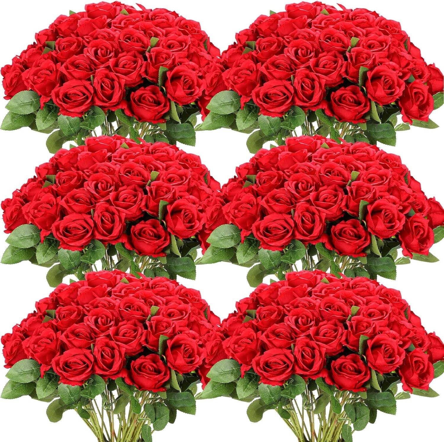50 Pcs Realistic Red Silk Roses with Flexible Stems - Ideal for Weddings & Decor