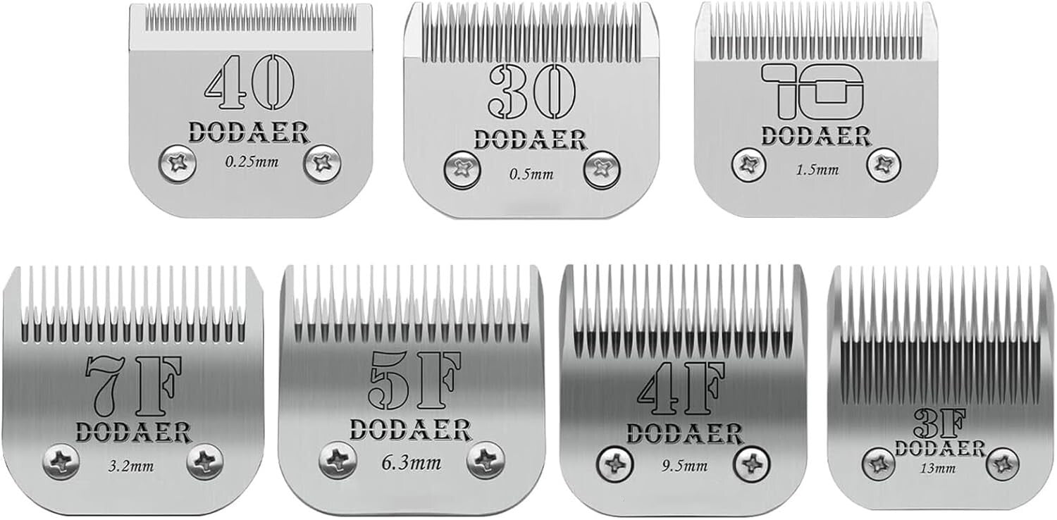 Durable 7-Piece Grooming Blade Set for Andis, Oster A5, and Wahl KM-10 Clippers