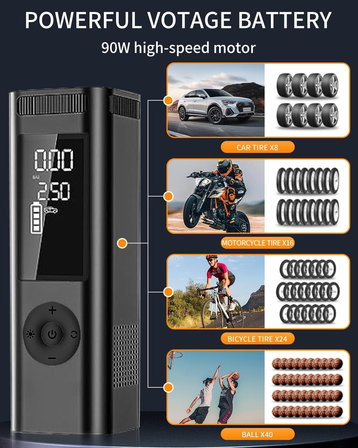 Smart Digital Tire Inflator with Auto Shut-off - Ideal for Cars and Sports