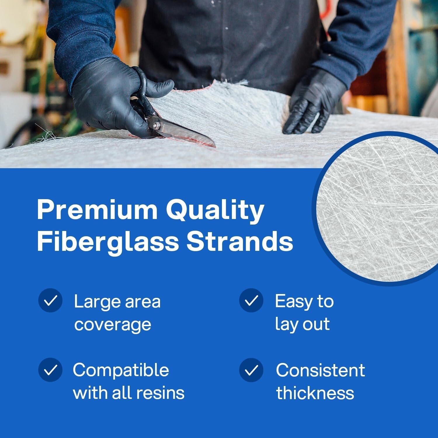 Premium 1.5 Oz Chopped Strand Fiberglass Mat - 125 sq ft Roll for Easy Repairs
