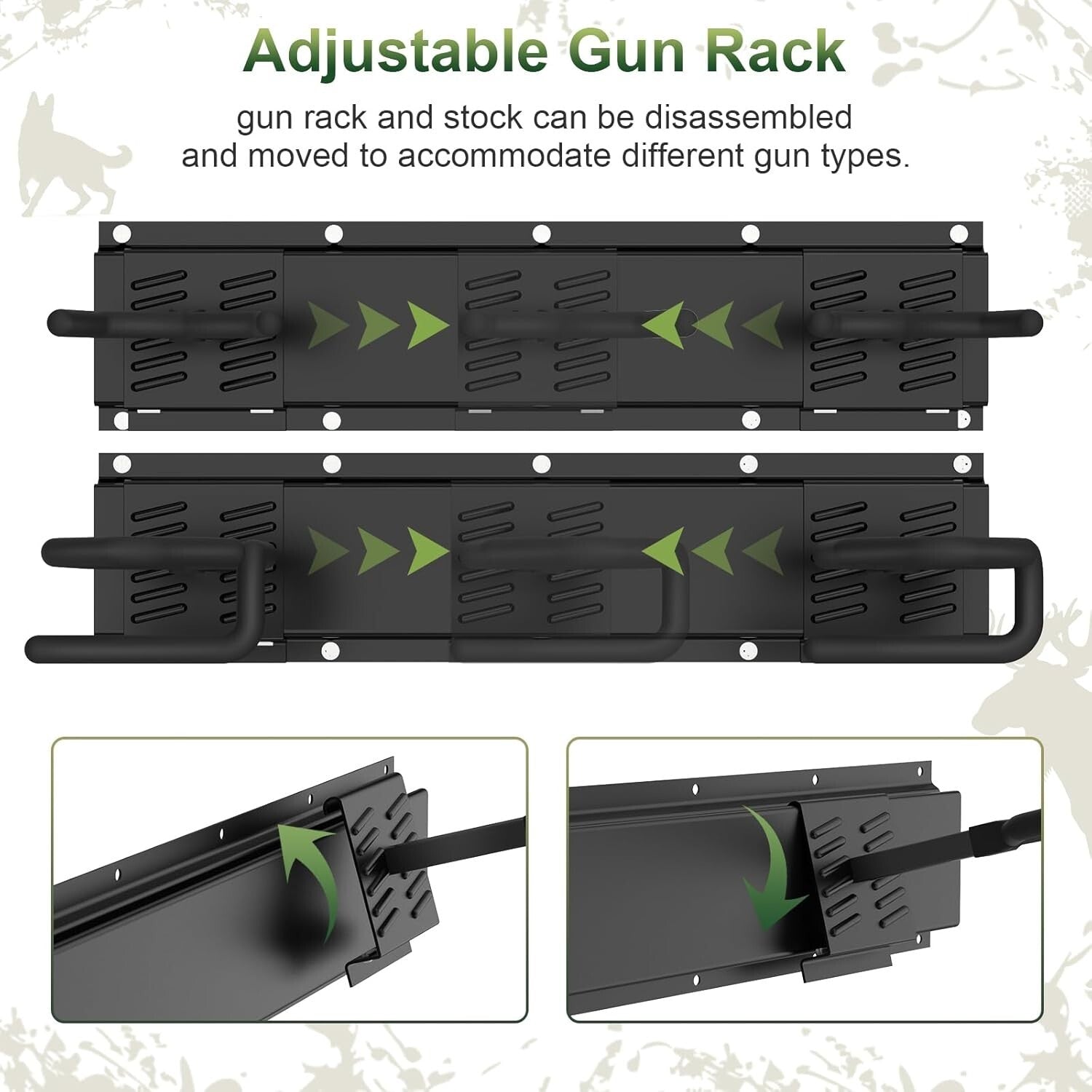Durable Steel Wall-Mounted Gun Rack - Adjustable Display for Shotguns & Rifles