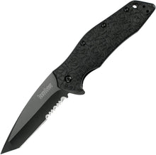 Load image into Gallery viewer, Kuro Tanto Folding Knife 3.125" - Black Serrated EDC Knife with Comfortable Grip