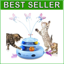 Load image into Gallery viewer, Blue Rechargeable Cat Toy: 4-in-1 Fun with Butterfly &amp; Random Feather Action