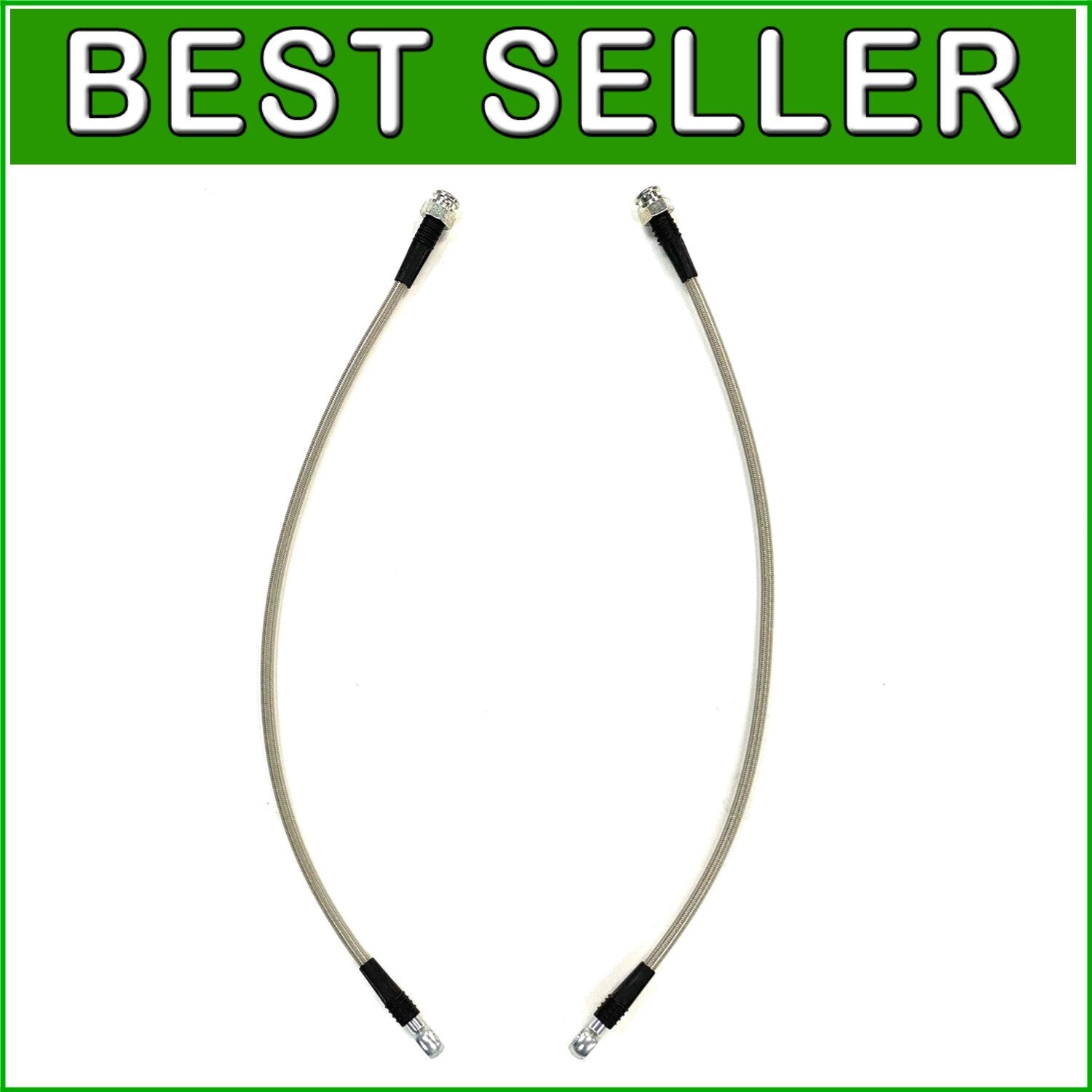 2-Pack 16 Inch Braided Brake Hose with 7/16 Inch Banjo for Easy Installation