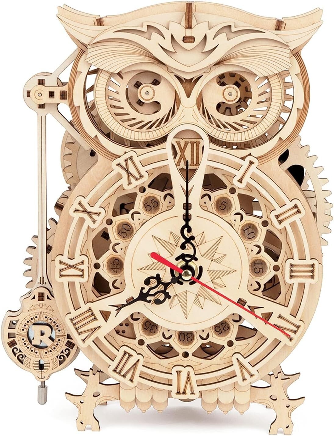 Creative Owl Clock Puzzle for Adults - 3D Wooden Craft Kit with Silent Movement